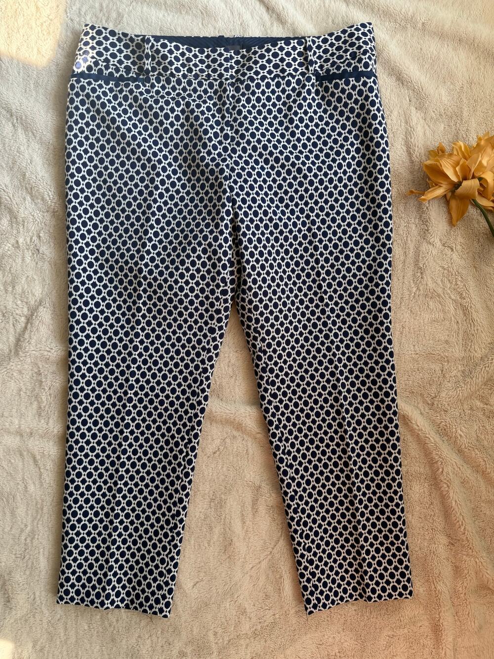 The Limited Crop Dress Pants Navy/White Size 14